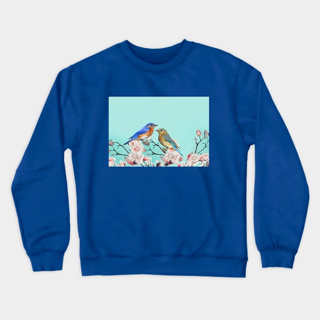 Eastern Bluebird Couple Crewneck Sweatshirt by lauradyoung